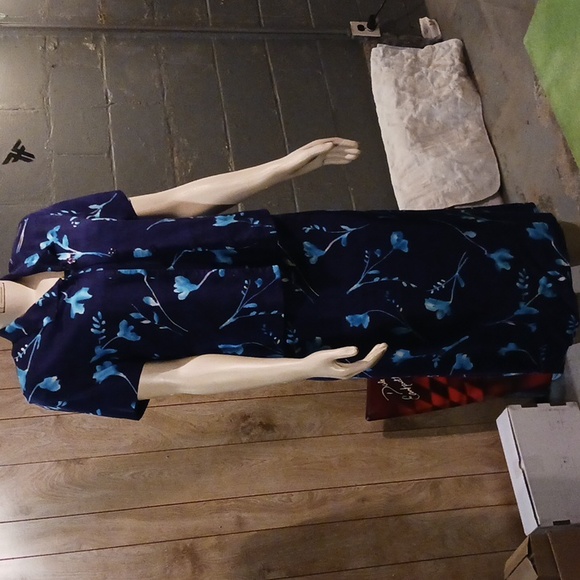 EUC Halmode Petites Long Floral Tank Dress w/Button Down Matchin Top Sz 8P - Picture 8 of 16
